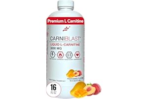 Bricker Labs CARNIBLAST Liquid L-Carnitine 3000mg, Premium L Carnitine Carnipure, Sports Nutrition, Energy Supplement and Energy Booster, Peach Mango 16 fl oz