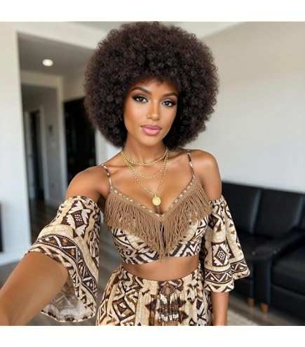 Amscan Peluca Afro Marrón Con Moños – Disfraz Pop Star Para Mujer, Talla Adulto, Perfecta Para Fiestas, Halloween Y Cosplay