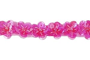 Expo International 36" x 1/2" Sequin Daisy Trim Pack of 1 Yard | Bright Fuchsia