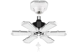 MYTEAWORLD Motion Sensor Garage Light, Bright 18000LM Basement Shop Ceiling Lighting with Motion, 180W LED Motion Activated Garage Lighting w/ 6 Adjustable Panels Screw in E26 E27 Bulb for Basement Shop(1Pack)