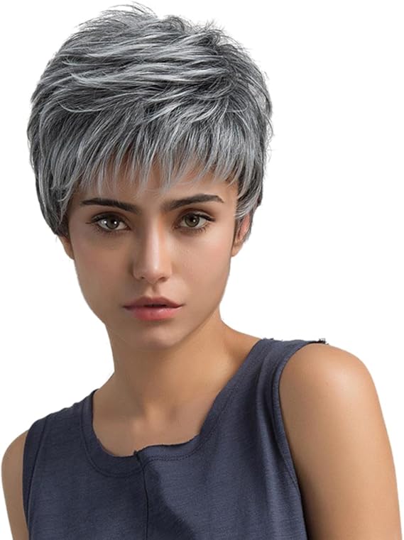 Amazon Co Jp 女性用 ウィッグ レディーズ ファッション 人工髪 コスプレ ショート ネット付き かつら シルバーグレー ホビー