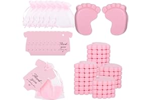 YUUCHORINGEE 30 Sets Baby Shower Favors,Baby Feet Scented Soap Party Favors for Guests Gifts,Scented Soap with Organza Bags and Thanks Tags,Wedding Return Gifts Gender Reveal Prizes Babys Shower Souvenirs (Pink)