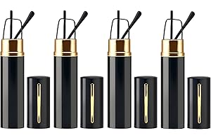 REAVEE 4 Pair Slim Pen Reading Glasses Tube Reader Glasses Men Women Small Readers Spring Hinged Eyeglasses with Portable Clip Case, Black 1.75