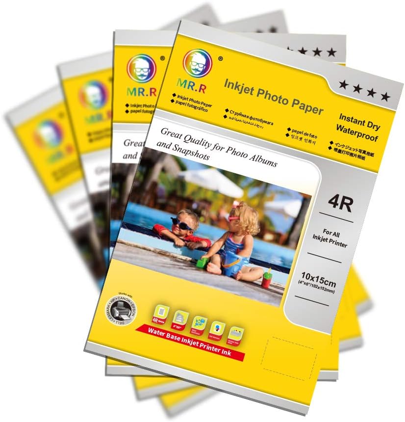 MR.R Inkjet Glossy Photo Paper 200 GSM 4" x 6" 10 x 15 cm 102 x 152 mm 4R x 50 Sheets for Epson Canon Inkjet Printer - Image 4
