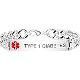 Medical Alert Bracelet for Women Men, Medical Alert ID Stainless Steel Bracelets for Diabetic 1/2 D.N.R Pacemaker Epilepsy