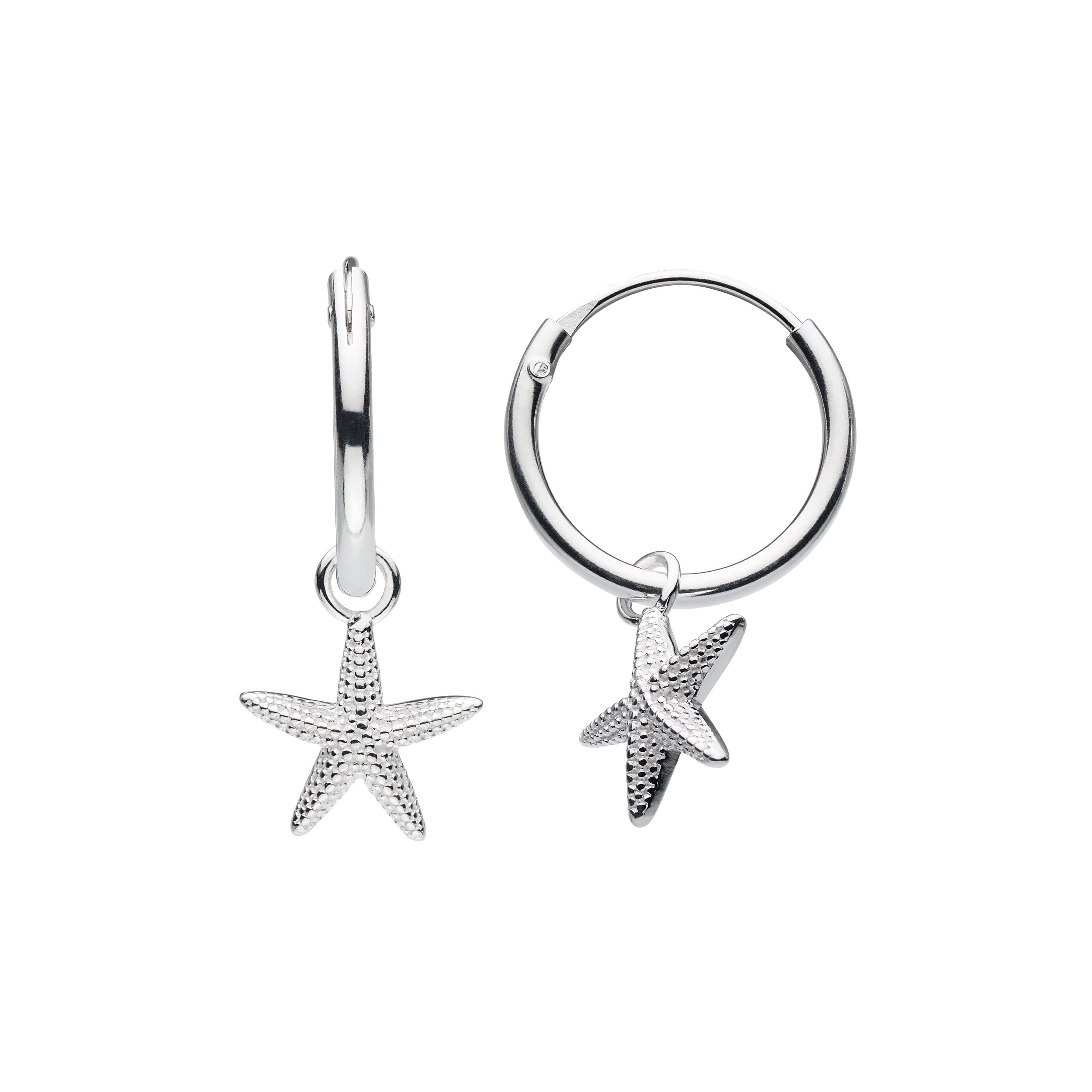 DEW Starfish Sleeper Hoop Earrings – Sterling Silver, 3D Detail, Classic Sleeper Style, Subtle Design