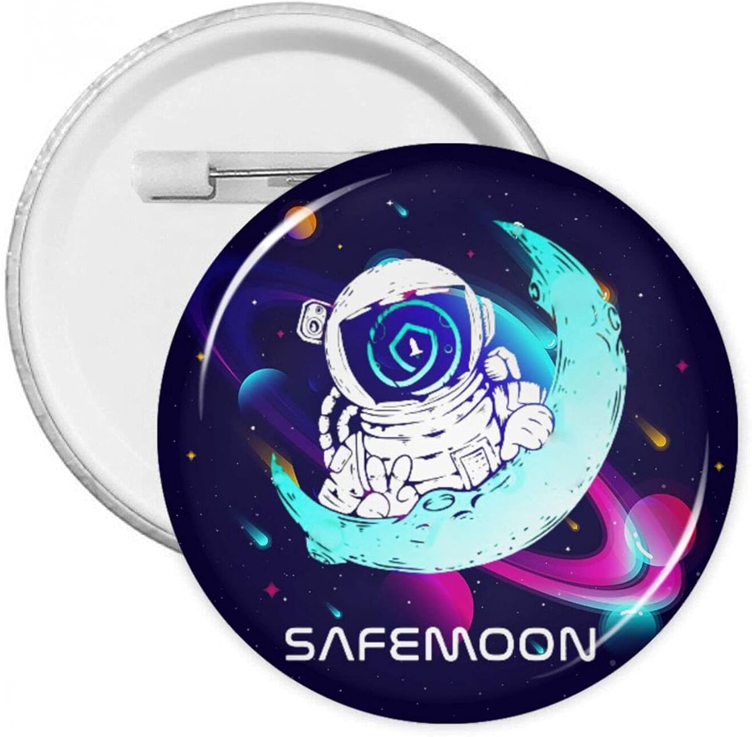 Safemoon Hodl Round Button Badges Metal Pins Custom Bag Clothes Hats: Clothing