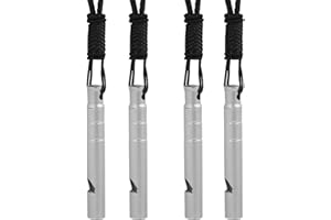 KAKUPPA Titanium Emergency Whistle, 120DB Survival Safety Whistles with Black Lanyard, Outdoor Small Lifesaving Loud Whistle for Coaches Sports Boating Dog Training Hiking Camping