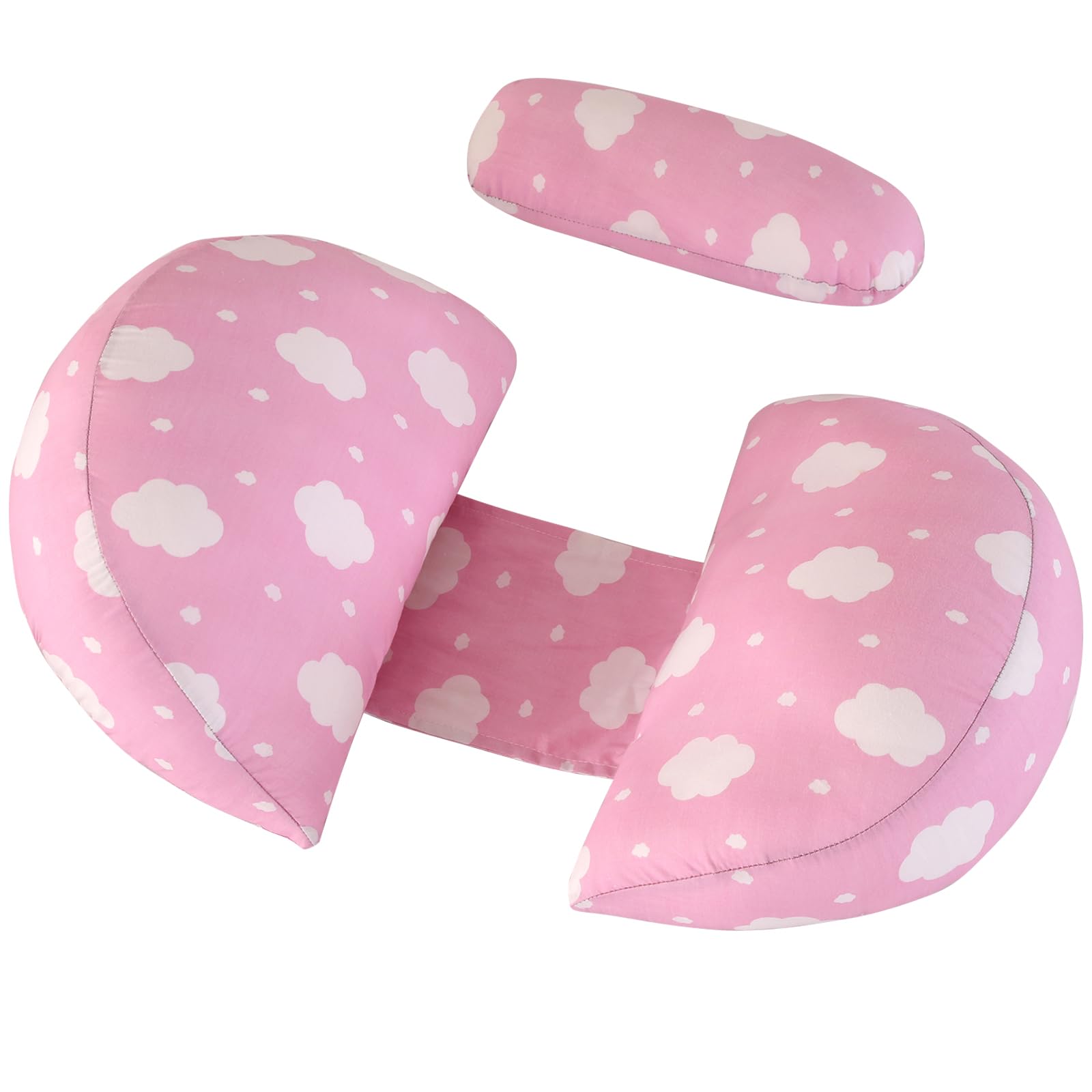 GKXLH Pregnancy Pillow - Pregnancy Pillows for Sleeping Support for Back, Hips, Legs, Soft Maternity Pillow for Pregnant Women Detachable and Adjustable Double Wedge with Cover (Pink, Small)