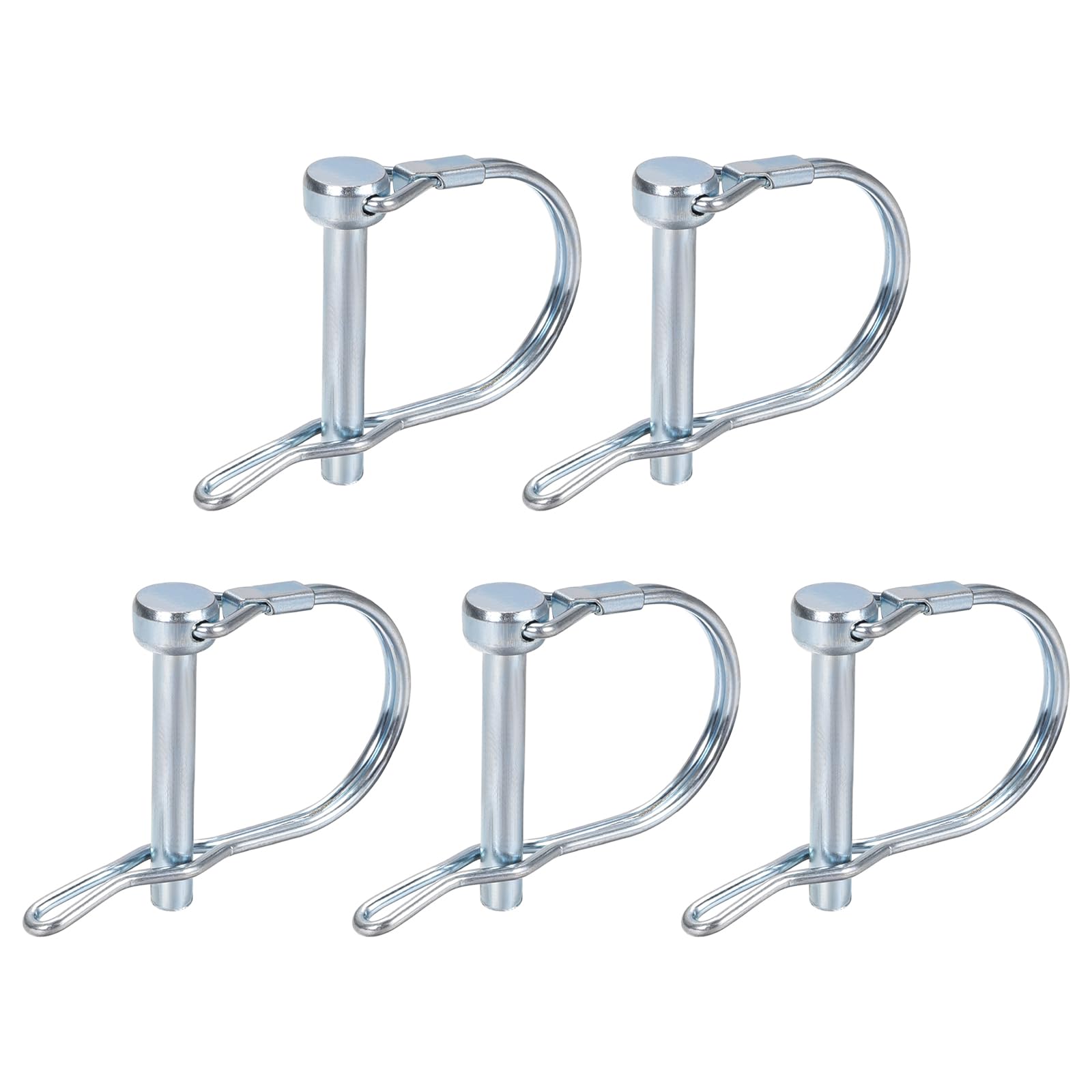 DTGN 6mm x 40mm (DxL) Shaft Locking Pin - 5Pack - Good for Farm Trailers Lawn - Carbon Steel Round Trailer Coupler Pin W/Ear - Silver Tone