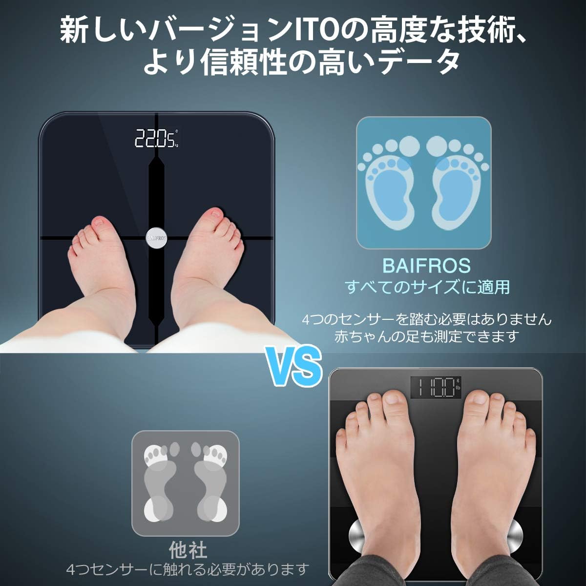 Amazon 体重計 Baifros 体脂肪計 体組成計 スマホ連動 Ito技術 強化ガラスiphone Androidアプリで管理 日本語app 説明書対応 Baifros 体重 体脂肪 体組成計