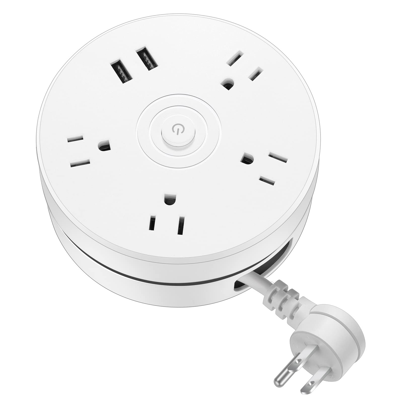 Photo 1 of YoCosii Cord with 4 Universal AC Cords 2 Smart USB, Retractable Power Strip Surge Protector,Small Portable Desk Charging for Travel, Business, Office White