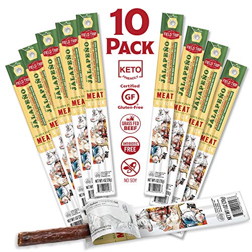 Field Trip Pork and Beef Jerky Sticks | Keto Gluten Free Jerky, Low Carb, Healthy High Protein Snacks with No Nitrates, Made with All Natural Ingredients | Spicy Jalapeno | Spicy Jalapeno | 10 Pack