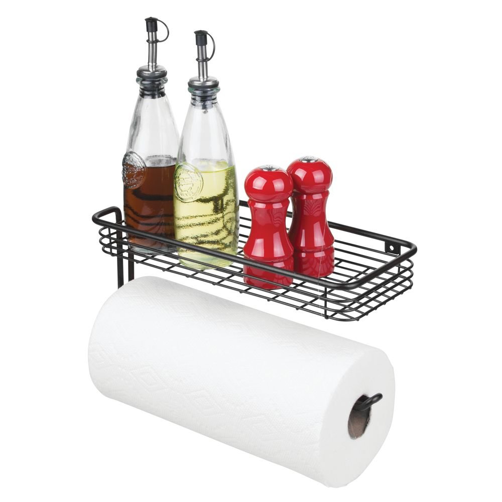 Negro Mate mDesign Portarrollos de Papel de Cocina de Pared con