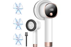 Smyeviva Rechargeable Fabric Shaver,Blades Lint Remover with LED Display 6-Leaf and 3-Speed, Smooth & Efficient Pilling Remov