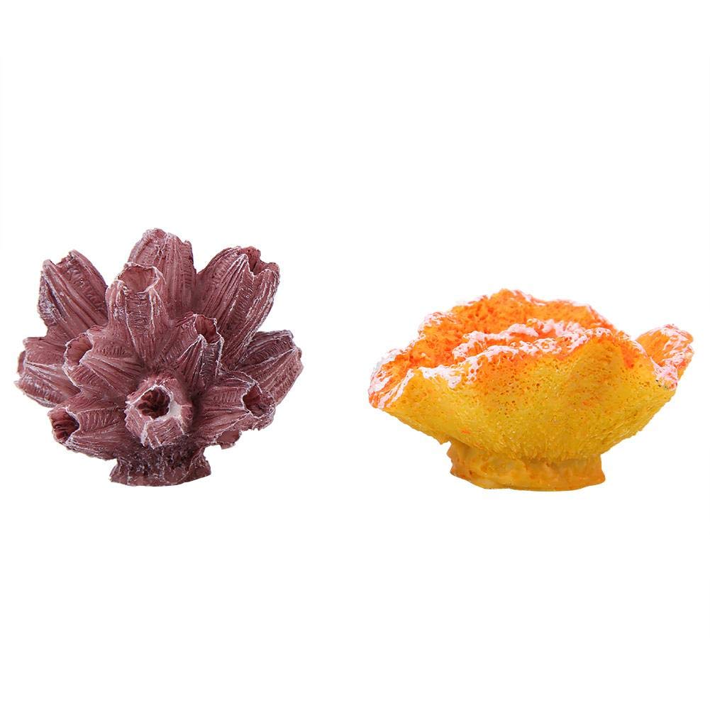 Pssopp Artificial Coral, 2pcs Realistic Artificial Resin Coral Plants Decorative Aquarium Decor Fish Tank Decorations Fresh Salt Water Ornament Underwater Ornament