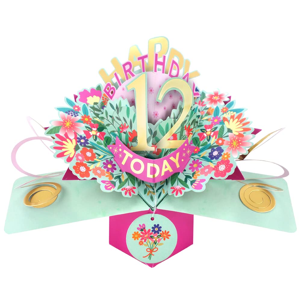 Happy 12th Birthday 12 Today Pop-Up Greeting Card Love Kate's Pop Up Cards Her POP215MC12