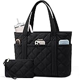 LOVEVOOK Puffer Tote Bag for Women, Puffy Work Handbag, Travel Shoulder Carry On Bag with Zipper for Teacher Nurse Gym