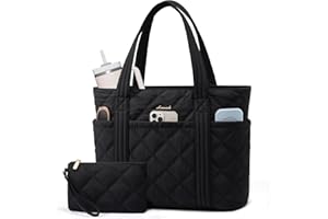 LOVEVOOK Puffer Tote Bag for Women, Puffy Work Handbag, Travel Shoulder Carry On Bag with Zipper for Teacher Nurse Gym