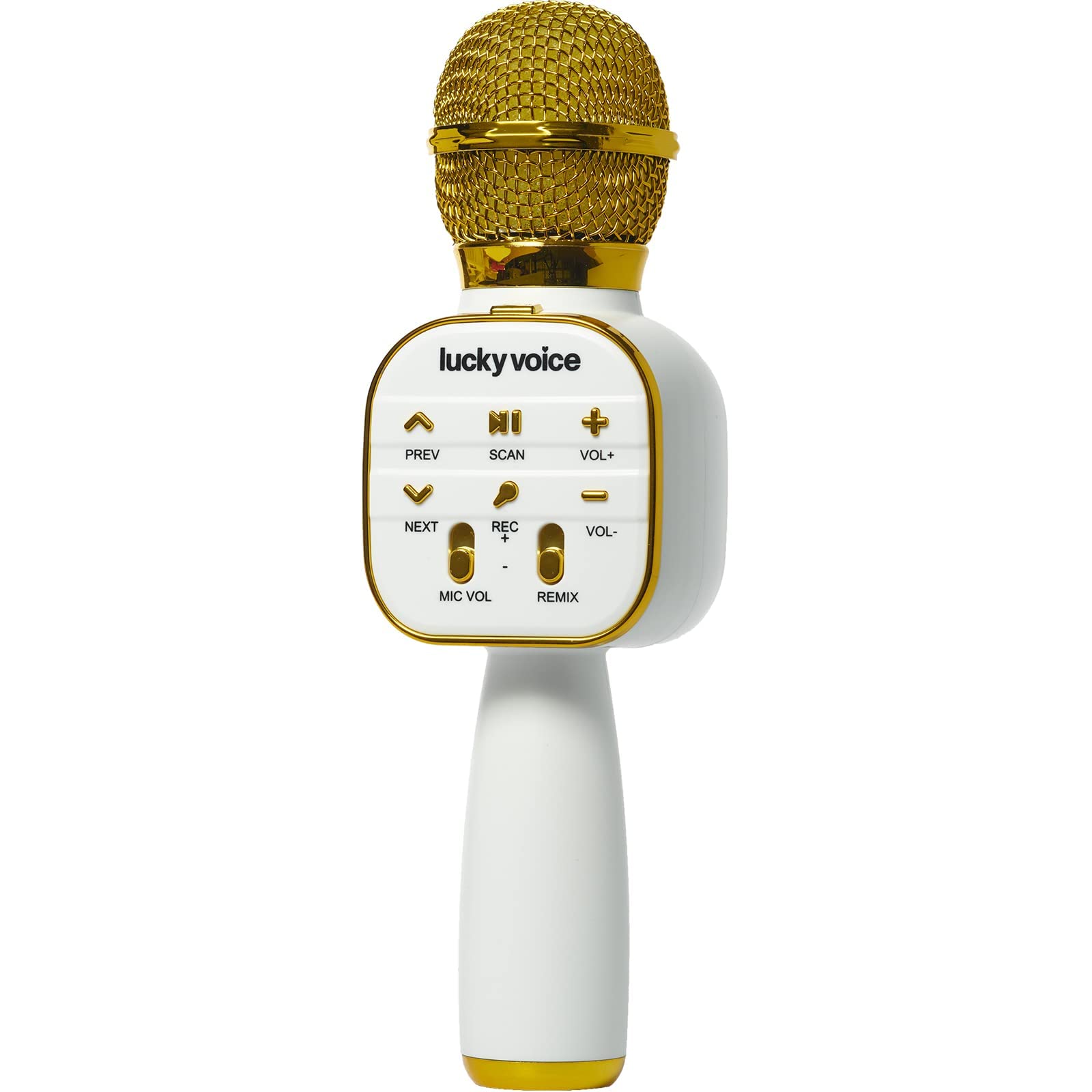 Lucky Voice Wireless Bluetooth Karaoke Microphone w/Built-in Speaker, Gold, Portable Mini Karaoke Machine for Adults & Kids - Echo & Voice Changer - 10,000 Songs Free Access