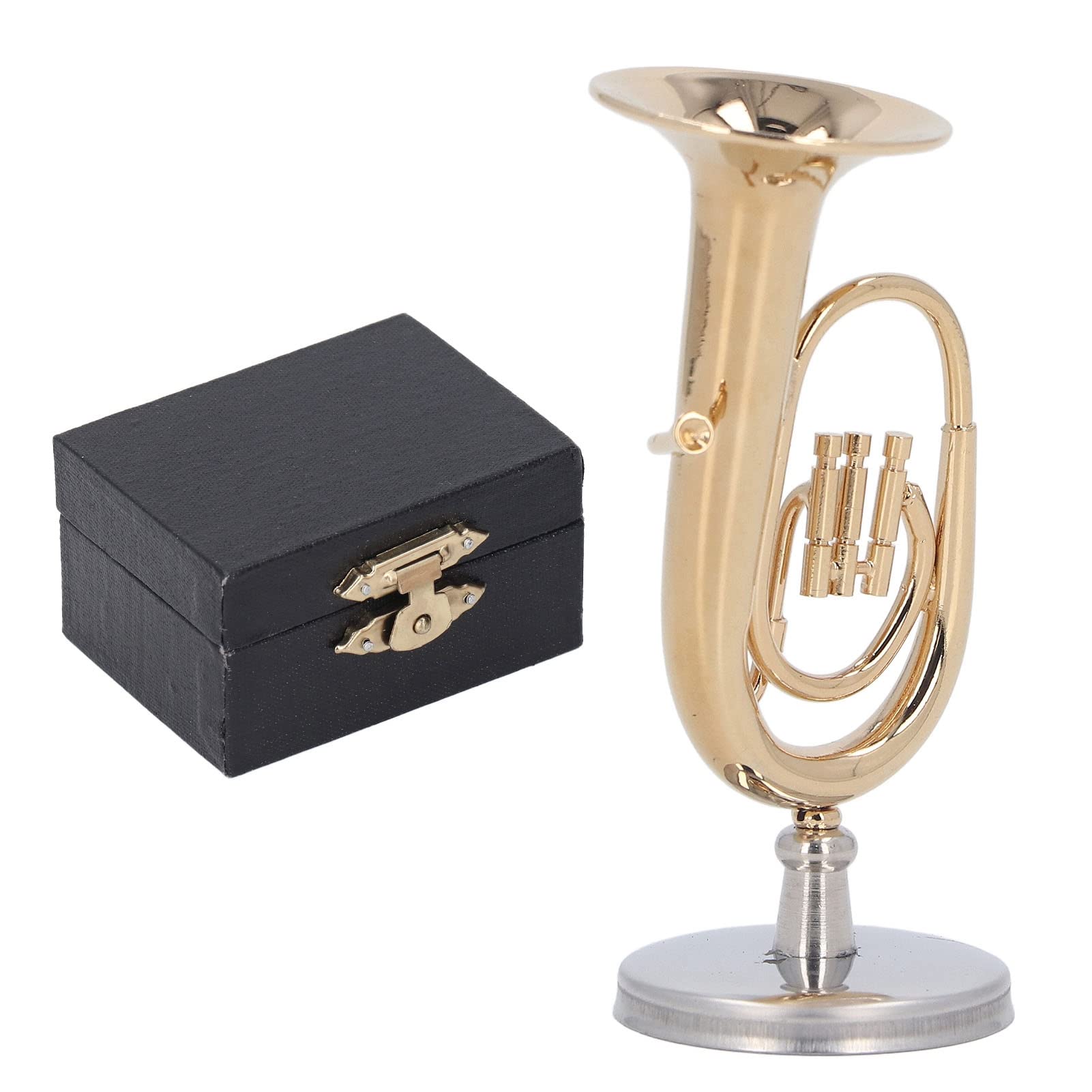 HEEPDD Mini Tuba Model, Miniature Tuba Model Brass Gold Plated Euphonium Mini Miniature Tuba Musical Instrument Model for Home School Office