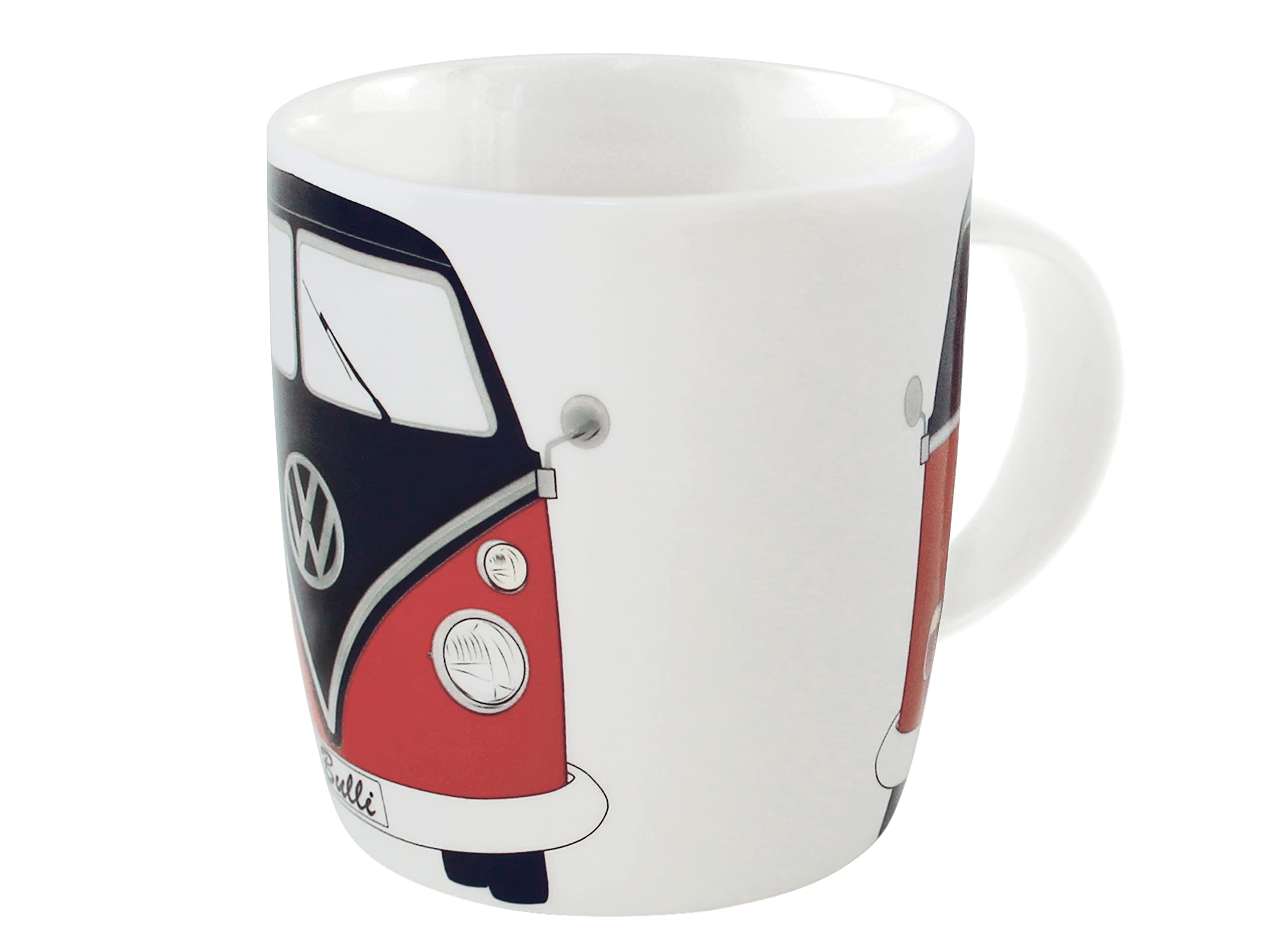 BRISA VW Collection - Volkswagen Large Ceramic Coffee-Tea-Cappuccino Mug Cup in T1 Bus Design (370 ml/12.5 fl oz/Bus Front/Red & Black)