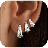 SAILIMUE 5 Pairs Small Hoop Earrings for Women Trendy 14K Gold Plated Earrings Cubic Zirconia Earring Set Hypoallergenic Huggie Hoops Chunky Earring Sets for Multiple Piercing