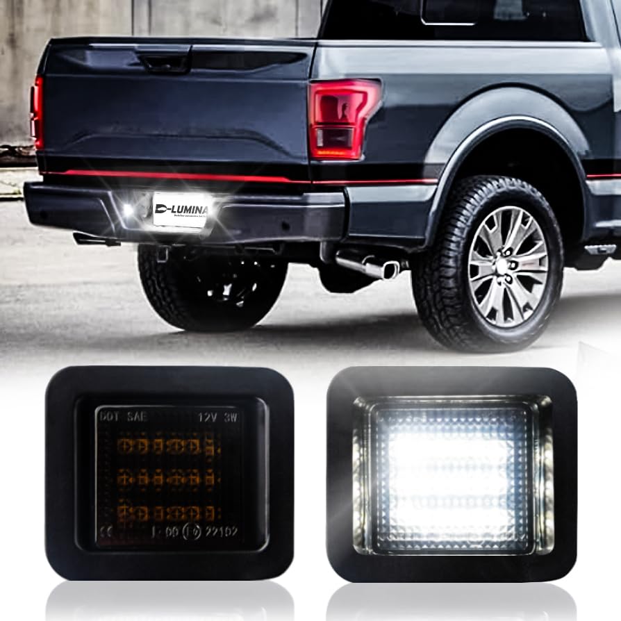 Photo 1 of D-Lumina LED License Plate Lights Tag Lamp Assembly Smoked Lens Compatible with 2015-2020 Fo-rd F150 ? 2017-2020 F150 Raptor, 6000K White 2-Pieces