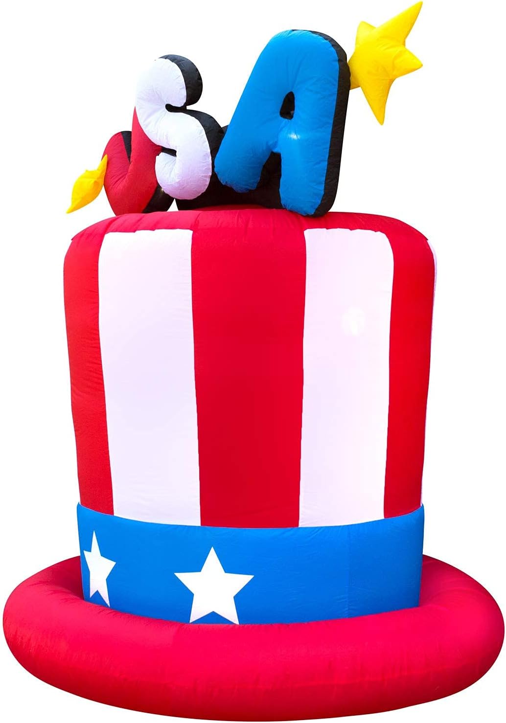 Holidayana 4th of July 6 ft USA Hat Inflatable - Fourth of July Inflatable Outdoor Decoration, Memorial Day Top Hat Yard Decor, Bright Internal Lights, Built-in Fan, and Included Stakes and Rope: Garden & Outdoor