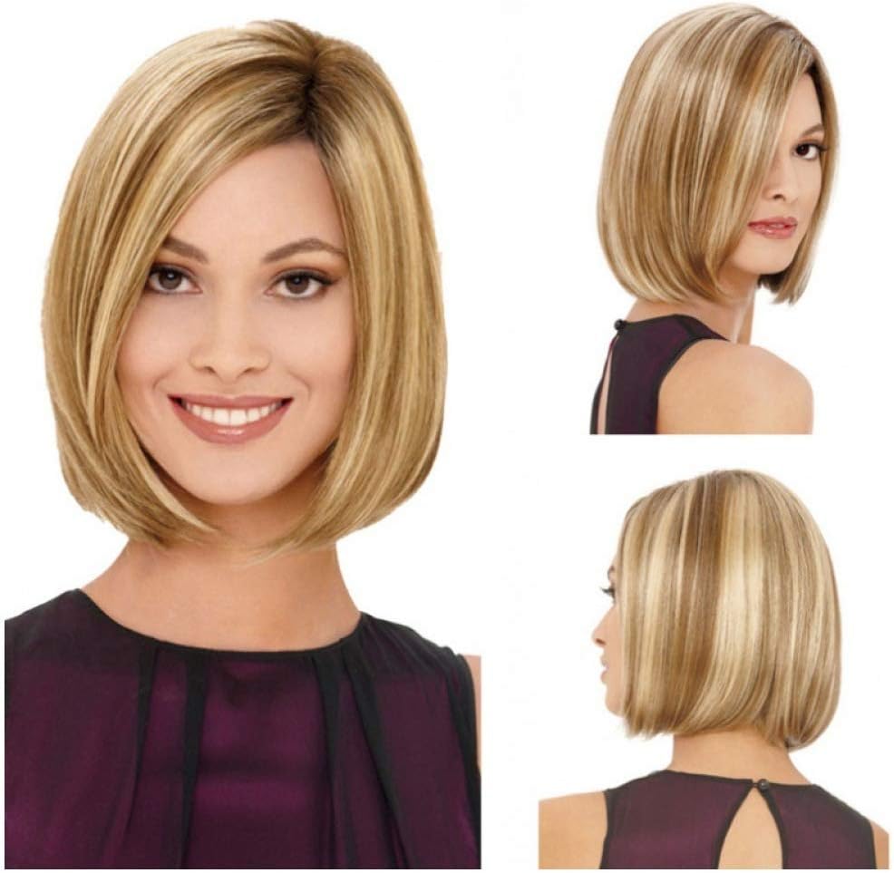 Amazon Co Jp 金髪ボブウィッグ白人女性 ウェーブヘッドショートストレートヘアウィッグナチュラルルック合成ファッションウィッグ無料ウィッグキャップ付きフェイスタイプに適した ホーム キッチン