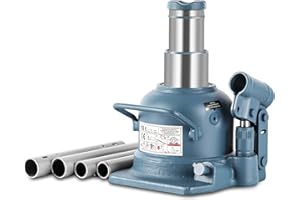 BAOSHISHAN Low Profile Bottle Jack 10 Ton Double Ram Jack 4-7/8'' to 8-7/8'' Lifting Range Hydraulic Jack Stubby Short Welded Bottle Jack