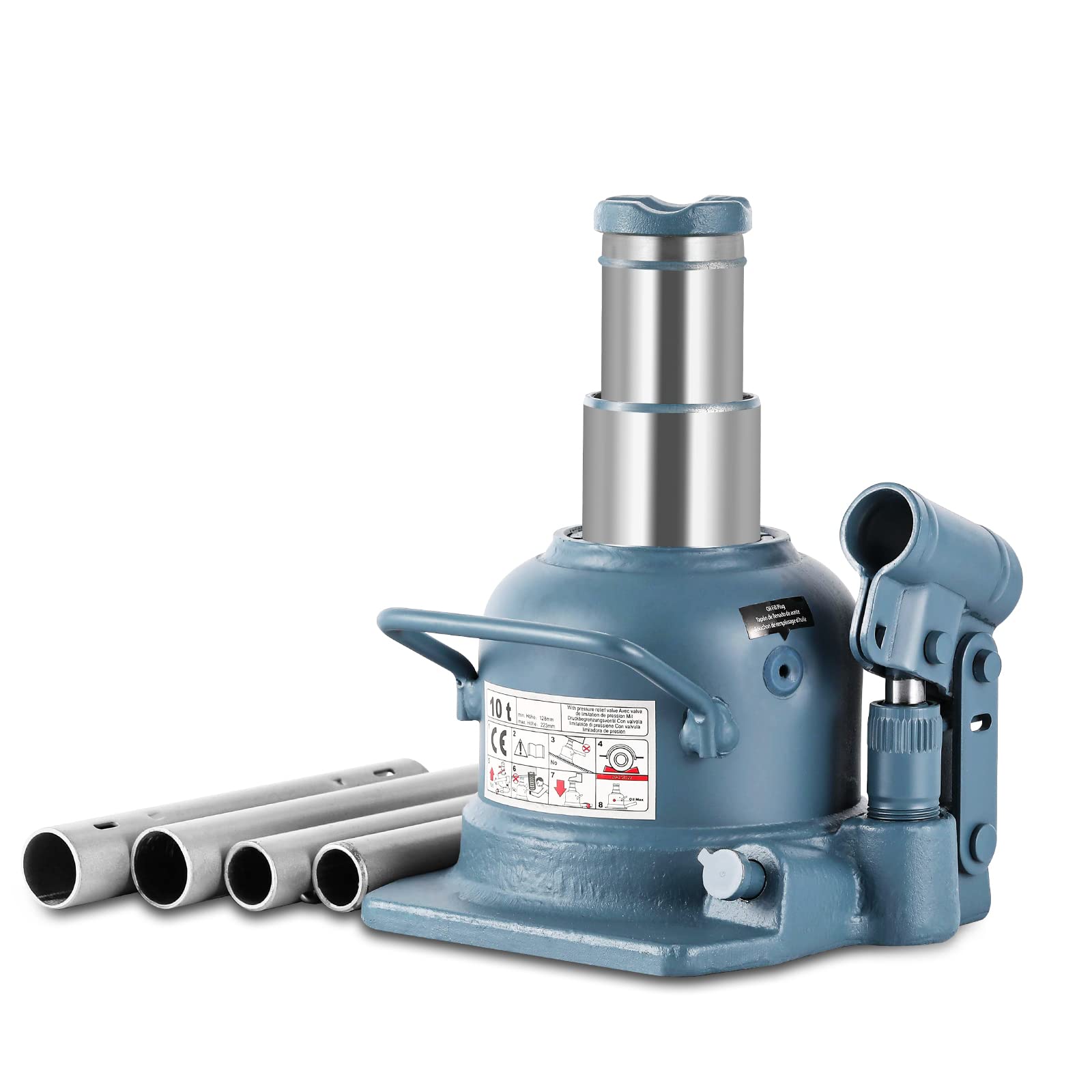 View 1 of **PARTS ONLY**BAOSHISHAN Low Profile Bottle Jack 10 Ton Double Ram Jack 4-7/8'' to 8-7/8'' Lifting Range Hydraulic Jack Stubby Short Welded Bottle Jack