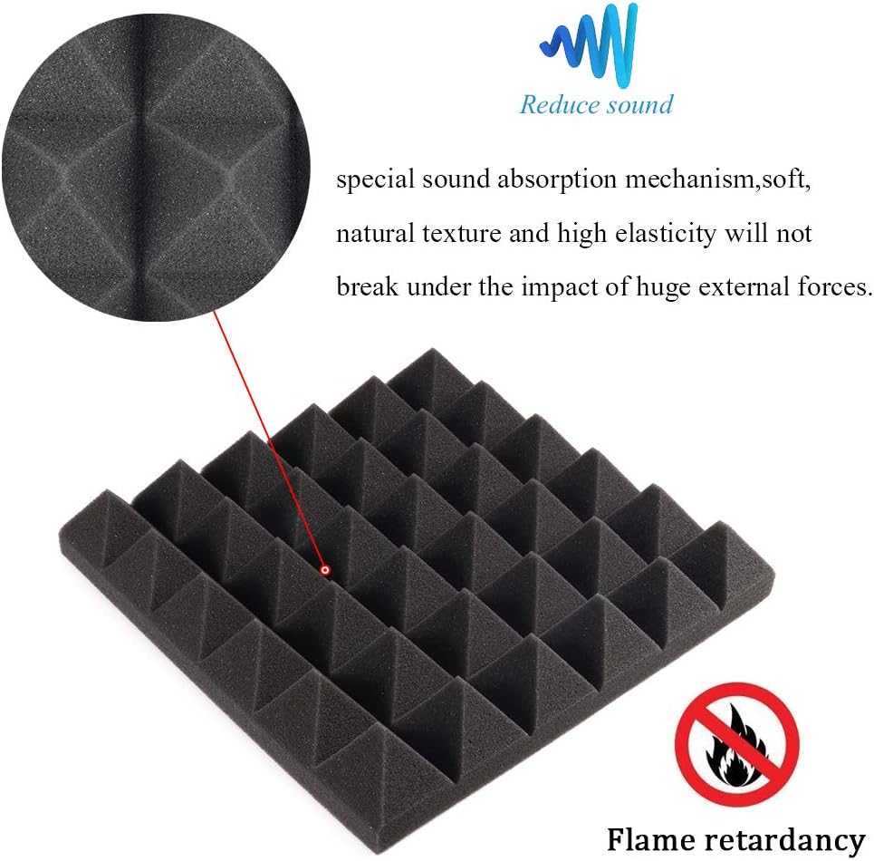 YWSHUF Acoustic Panels Absorption Pyramid Studio Foam Sound Proof ...