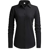 siliteelon Button Down Shirts for Women Stain Shield Long Sleeve Dress Shirts Wrinkle-Free Collared Work Office Blouses