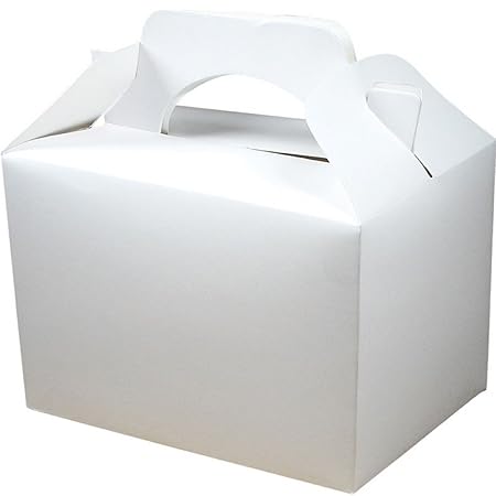 German Trendseller 8 x Weiße Geschenke Boxen mit Henkel zum Befüllen ? Hochzeit ? Kindergeburtstag ? Kuchenbox ? Überraschungsbox