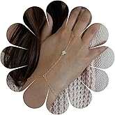 Yheakne Gold Boho-Vintage-Minimal Crystal Finger Bracelet Ring Wrist Bracelet Hand Chain Jewelry for Women