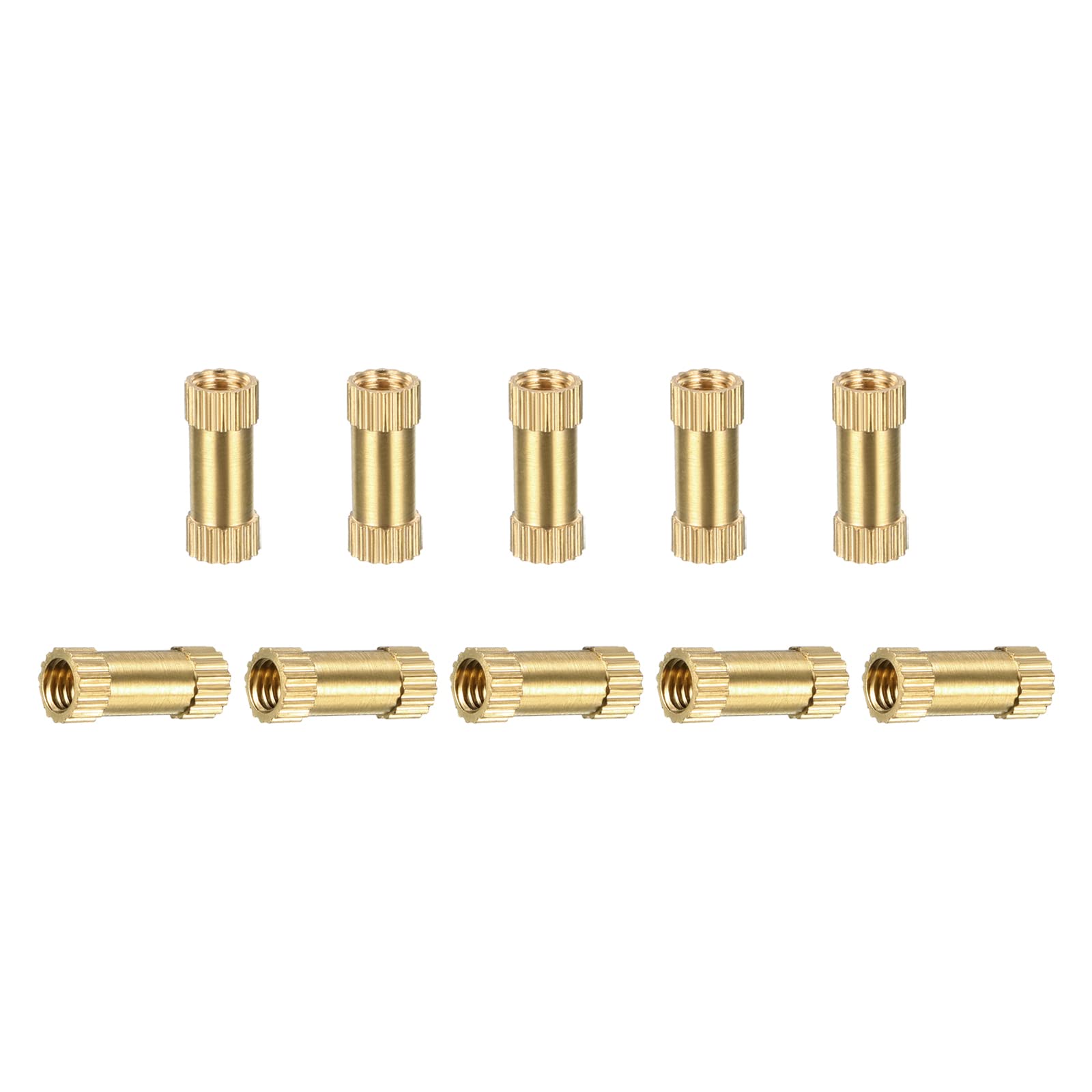 DTGN M3x10x4mm(IDxLxOD) Knurled Insert Nuts - 50 Pack - Good for Plastic Shells - Brass Female Thread Heat Set Inserts Embedment Nut