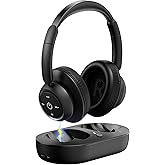 ZUPVIY Wireless Headphones for TV Watching, TV Headphones Wireless for Seniors with Transmitter Charging Base, Support Optical,AUX,RCA and USB, High Volume No Audio Delay, Plug and Play, Black