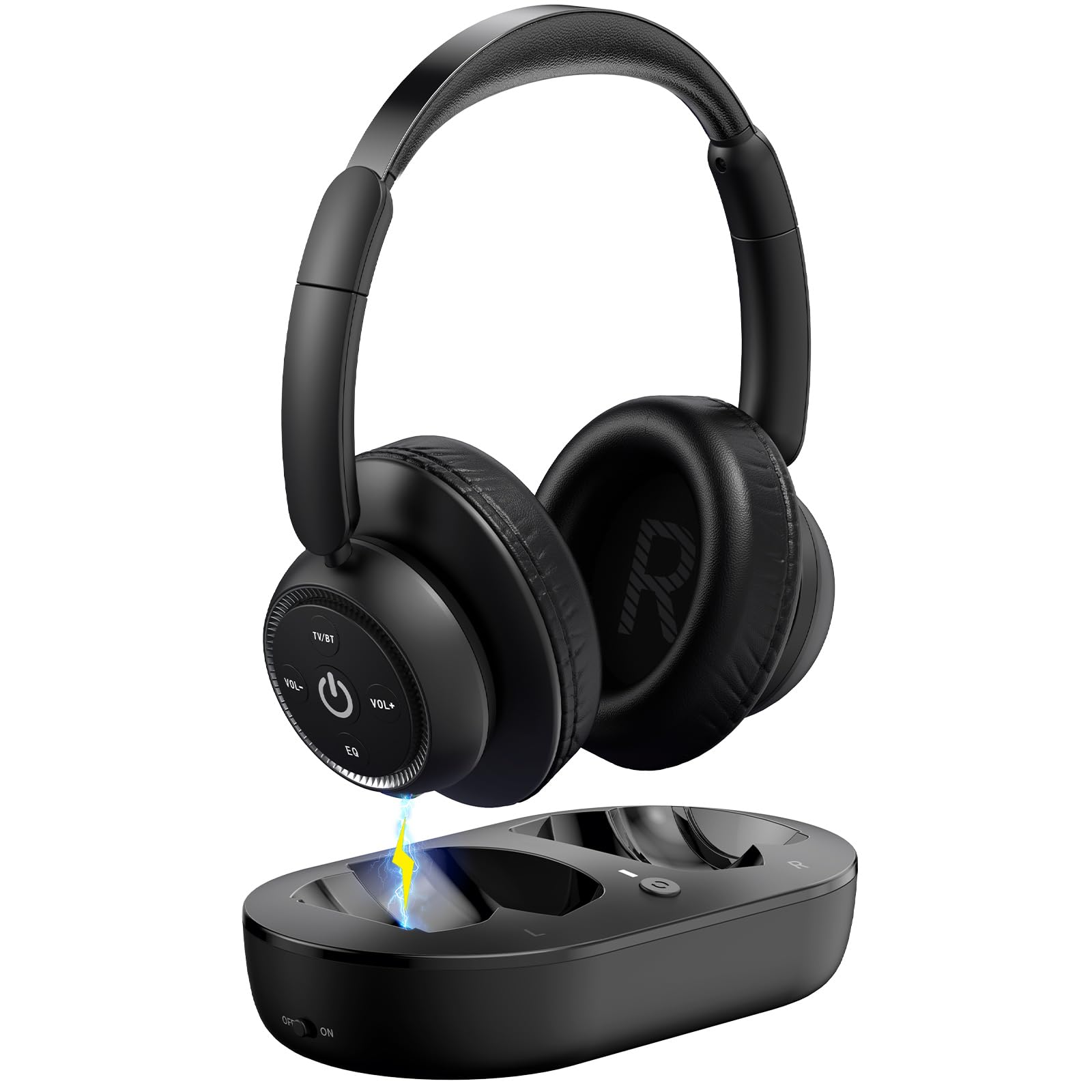 Photo 1 of ZUPVIY Wireless Headphones for TV Watching, TV Headphones Wireless for Seniors with Transmitter Charging Base, Support Optical,AUX,RCA and USB, High Volume No Audio Delay, Plug and Play, Black