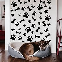 IUMLXJO 76PCS Dog Paws Wall Decals, Vinyl Stones Print Wall Stickers Decor Removable Footprint Mural Wallpaper Decoration For Kids Boys Girls Nursery Bedroom Living Room