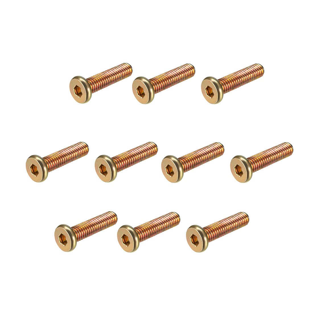 sourcing map M6x25mm Furniture Screw Hex Socket Machine Screws Zinc Plated Fasteners Bolts Full Thread Carbon Steel 10Pcs