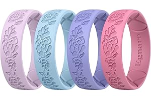 Egnaro Women's Bridal Rings Sets, Etched Classic Silicone Wedding Bands, Rubber Breathable and Flexible Design