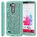WAAO LG G3 Case, Slim Hybrid Flower Pattern Snap On Case Embossed Back Cover for LG G3 (Teal)