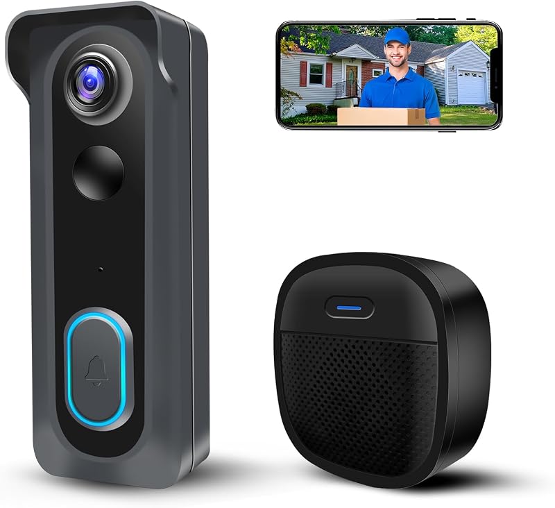 KAMEP Video Doorbell Camera Wireless 1080P WiFi 2.4G IP66 Battery Alexa