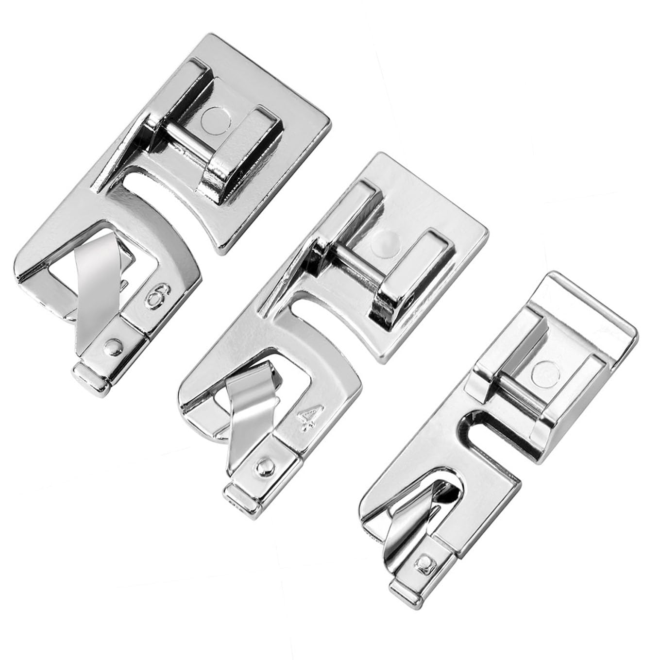 Photo 1 of 3 Pieces Narrow Rolled Hem Sewing Machine Presser Foot Set for Singer, Brother, Janome, Kenmore, and More Household Multi-Function Sewing Machines (3mm, 4mm, 6mm)