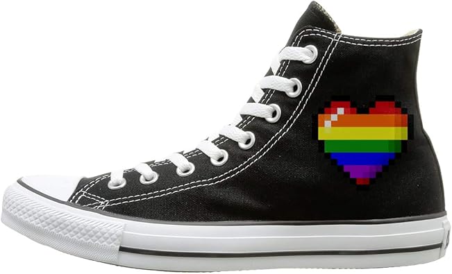 Amazon Rainbow Gay Pride ハートファッションキャンバスシューズ スニーカー メンズ レディース ハイトップ カジュアルシューズ ジョギング アウトドア スポーツ用 シューズ