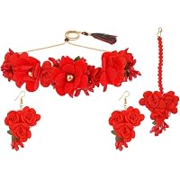 Indian Bridal Jewelry Set For Women - Gota Patti Choker, Earrings, Maang Tikka, Bracelet & Waistbelt - Wedding, Haldi, Mehendi - View #6