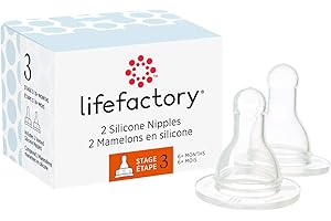 Lifefactory BPA-Free Stage 3 (6+ Months) Silicone Nipples 2-Pack