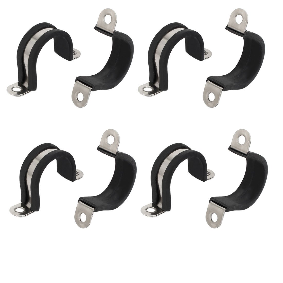 Sourcingmap 25mm Dia Rubber Lined U Shaped 304 Stainless Steel Pipe Clip Hose Clamp 8pcs