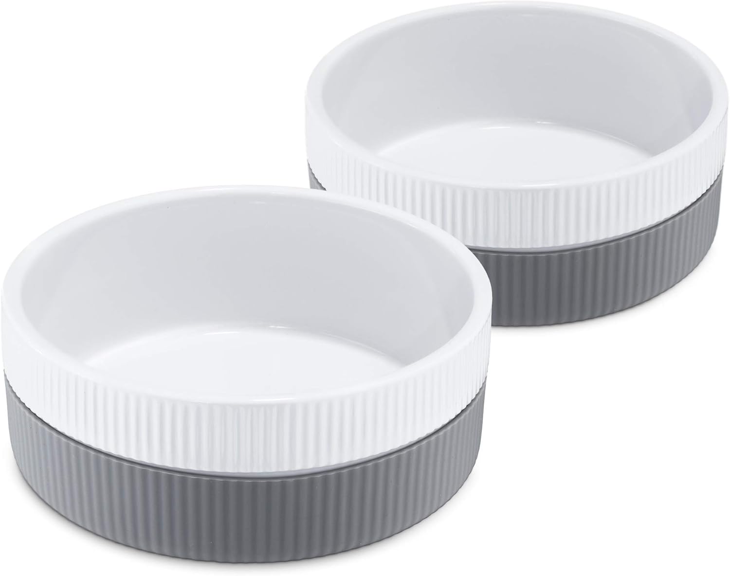 Navaris Cat Bowls - Set of 2X Cat, Hamster, Rabbit, Guinea Pig Bowls for Water, Wet, Dry Food, Treats - Small Anti-Slip Bowls for Feeding Small Pets